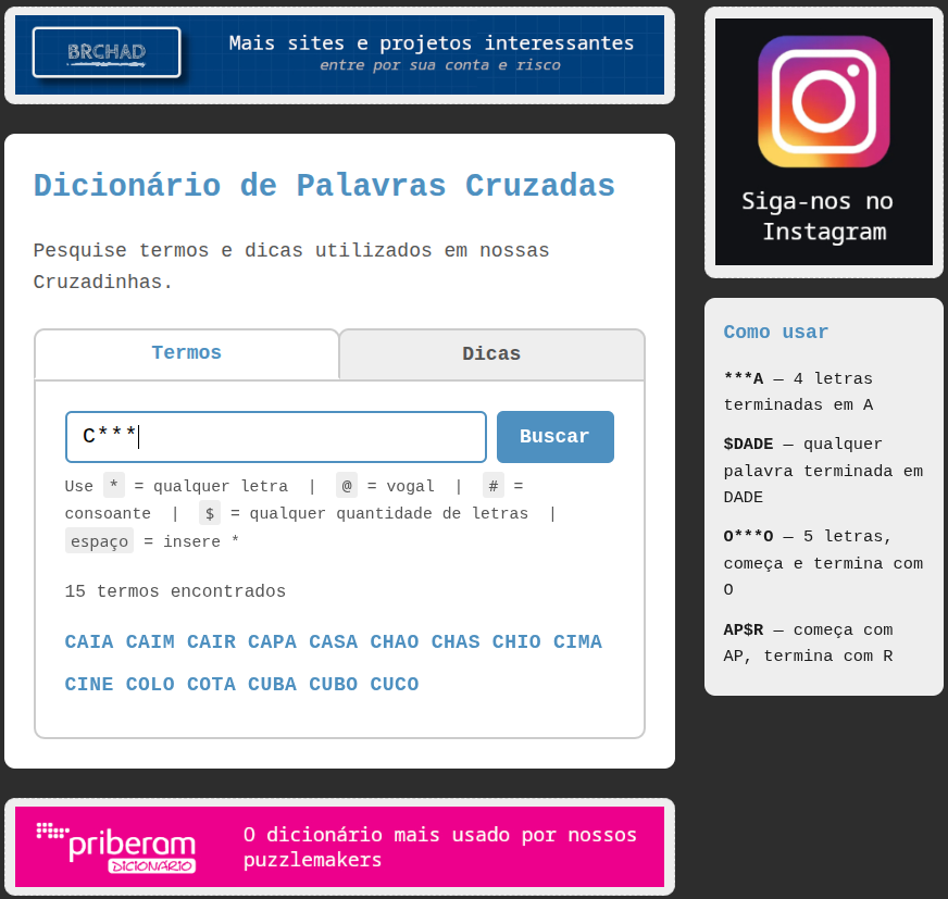 Dicionário de Cruzadinhas
