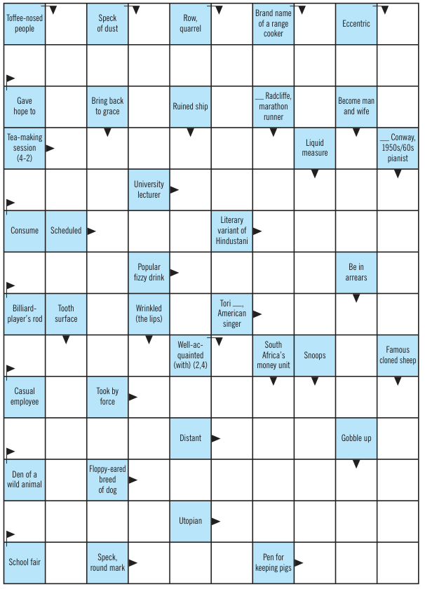 Modelo de Cruzadinha sueca, também chamada de Cruzadinha Direta